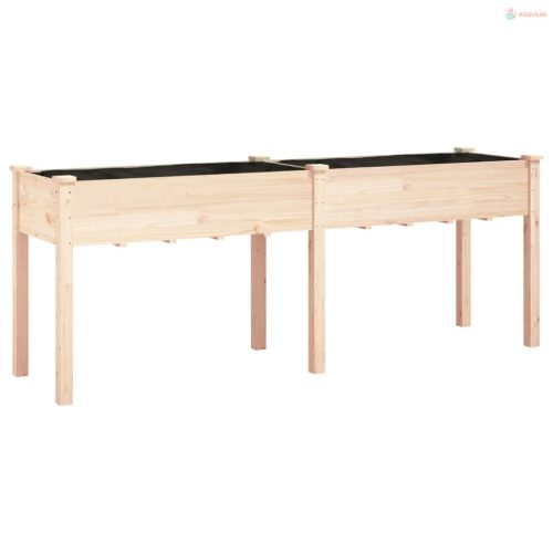 Tömör fenyőfa kerti ültetőláda béléssel 203x53x76 cm