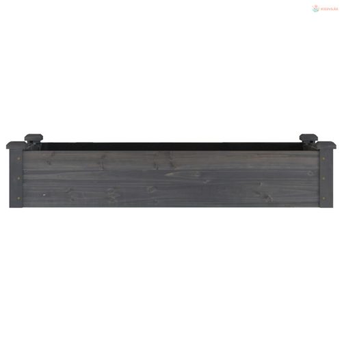 Szürke tömör fenyőfa kerti magaságyás béléssel 120x45x25 cm