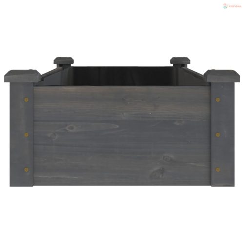 Szürke tömör fenyőfa kerti magaságyás béléssel 120x45x25 cm