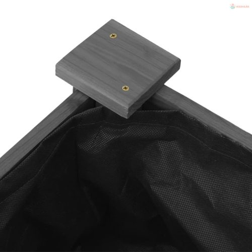 Szürke tömör fenyőfa kerti magaságyás béléssel 120x45x25 cm