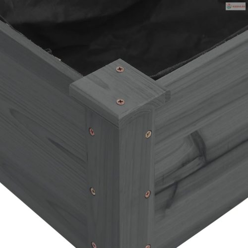 Szürke tömör fenyőfa kerti magaságyás béléssel 120x45x25 cm