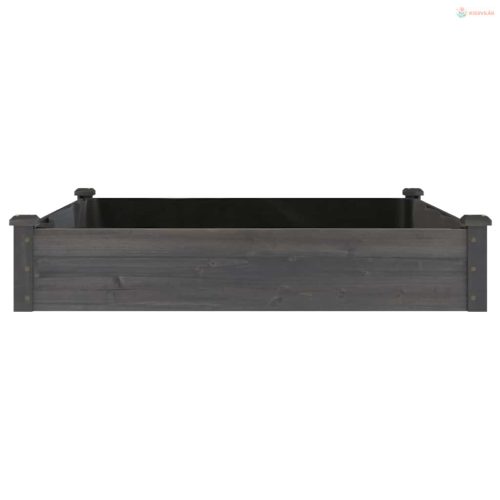 Szürke tömör fenyőfa kerti magaságyás béléssel 120x120x25 cm