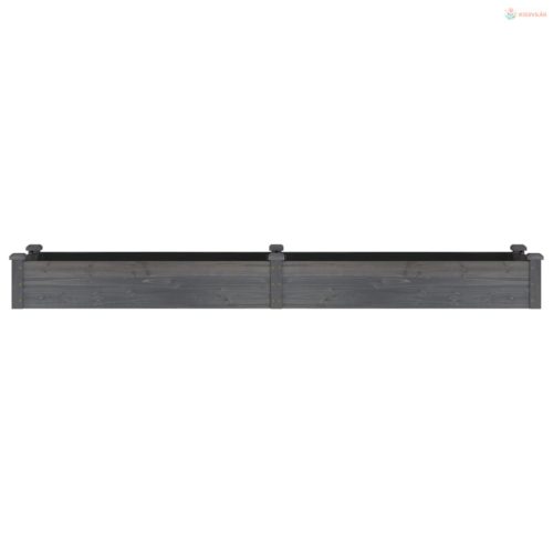 Szürke tömör fenyőfa kerti magaságyás béléssel 240x45x25 cm