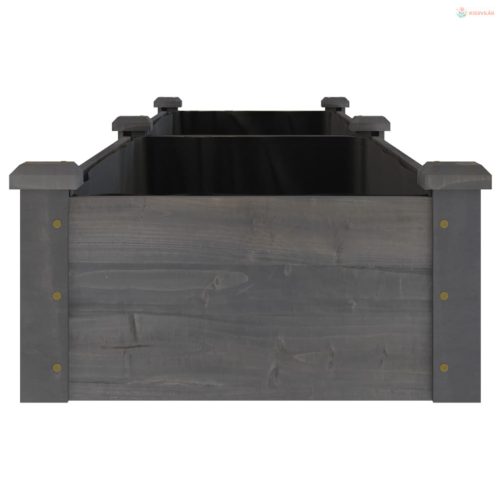 Szürke tömör fenyőfa kerti magaságyás béléssel 240x45x25 cm