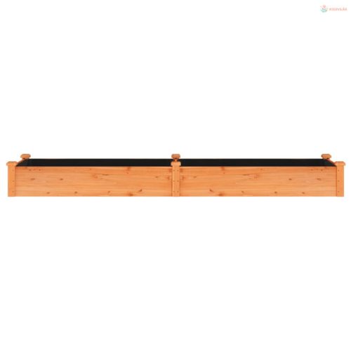 Barna tömör fenyőfa kerti magaságyás béléssel 240x60x25 cm