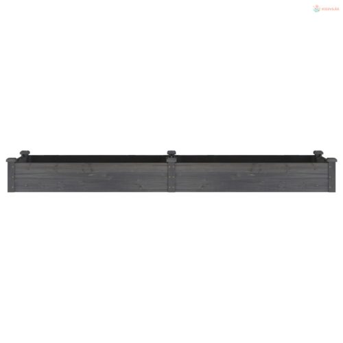 Szürke tömör fenyőfa kerti magaságyás béléssel 240x60x25 cm