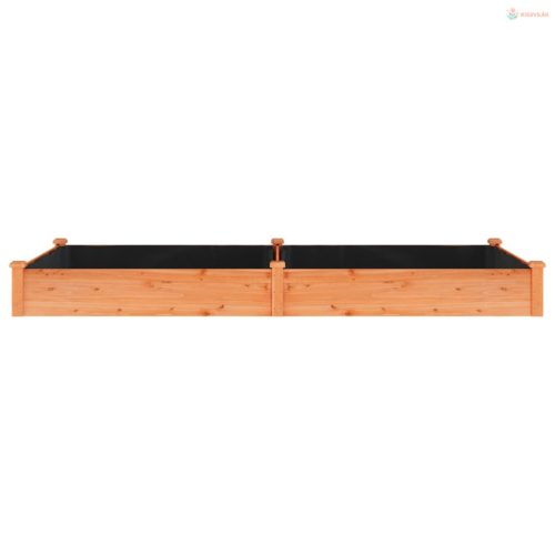 Barna tömör fenyőfa kerti magaságyás béléssel 240x120x25 cm