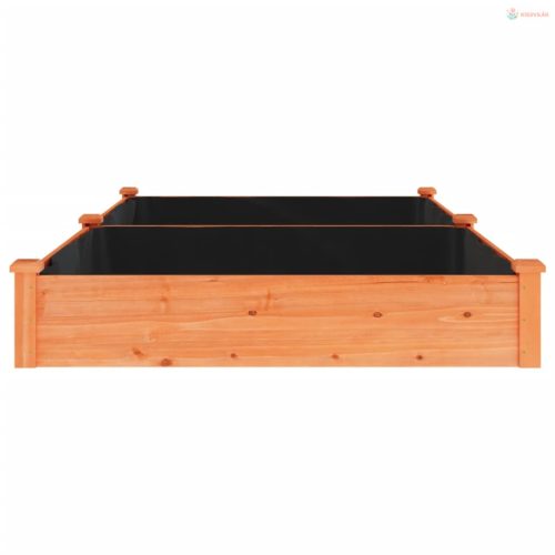 Barna tömör fenyőfa kerti magaságyás béléssel 240x120x25 cm