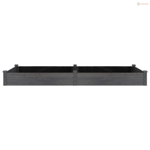 Szürke tömör fenyőfa kerti magaságyás béléssel 240x120x25 cm