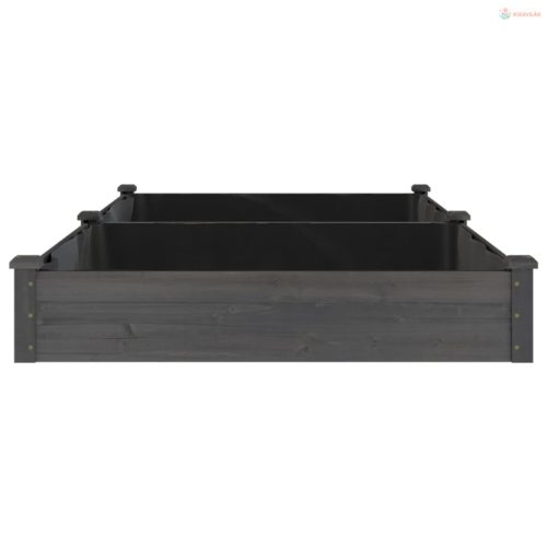 Szürke tömör fenyőfa kerti magaságyás béléssel 240x120x25 cm