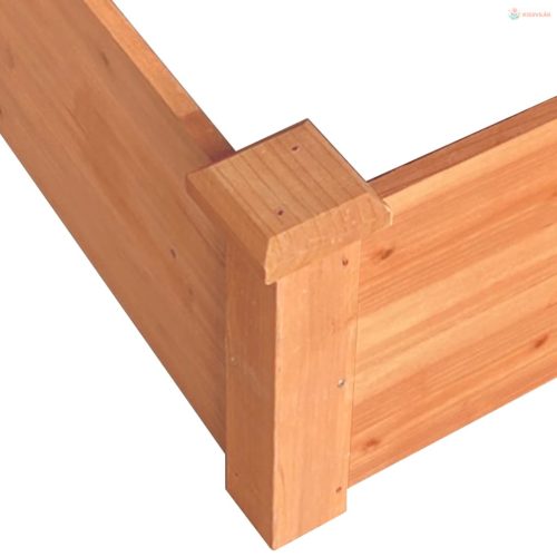 Barna tömör fenyőfa kerti magaságyás béléssel 120x120x56 cm