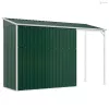 Zöld kerti fészer meghosszabbított tetővel 277x107x181 cm
