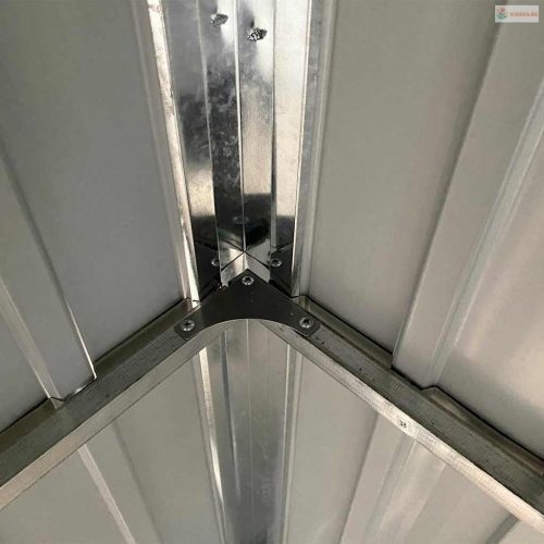 Zöld kerti fészer meghosszabbított tetővel 277x107x181 cm