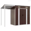Barna kerti fészer meghosszabbított tetővel 277x107x181 cm