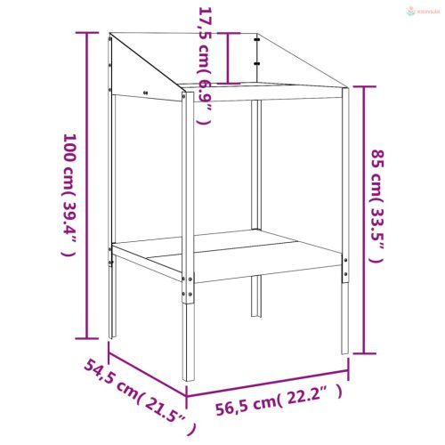 Antracitszürke horganyzott acél növénytartó 56,5x54,5x100 cm