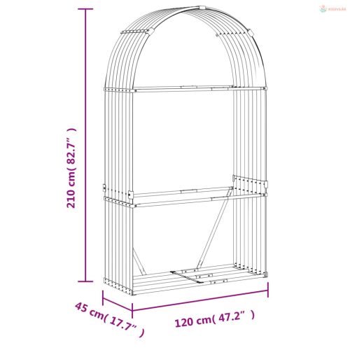 Zöld horganyzott acél rönktartó 120 x 45 x 210 cm