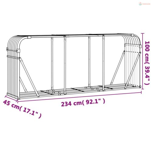 Zöld horganyzott acél rönktartó 234 x 45 x 100 cm
