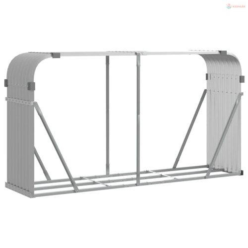 Világosszürke horganyzott acél rönktartó 180 x 45 x 100 cm