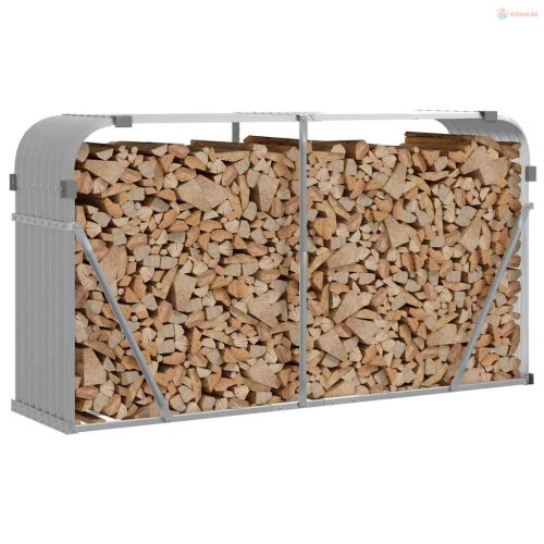 Világosszürke horganyzott acél rönktartó 180 x 45 x 100 cm