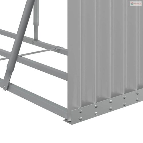 Világosszürke horganyzott acél rönktartó 180 x 45 x 100 cm