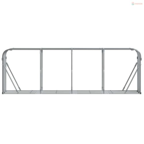 Világosszürke horganyzott acél fatörzstartó 300 x 45 x 100 cm