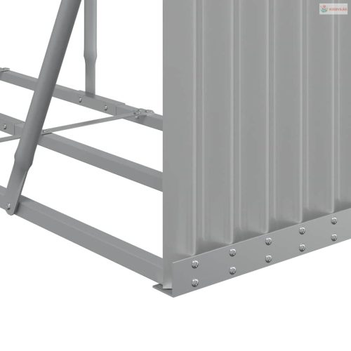 Világosszürke horganyzott acél fatörzstartó 300 x 45 x 100 cm