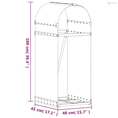Antracit színű horganyzott acél fatörzstartó 40 x 45 x 100 cm