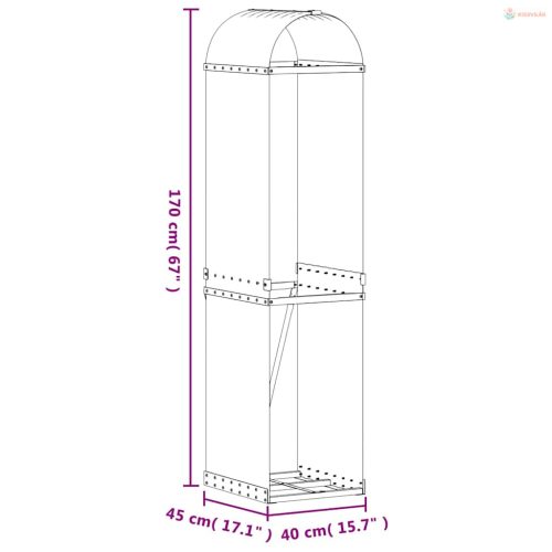 Antracit színű horganyzott acél fatörzstartó 40 x 45 x 170 cm