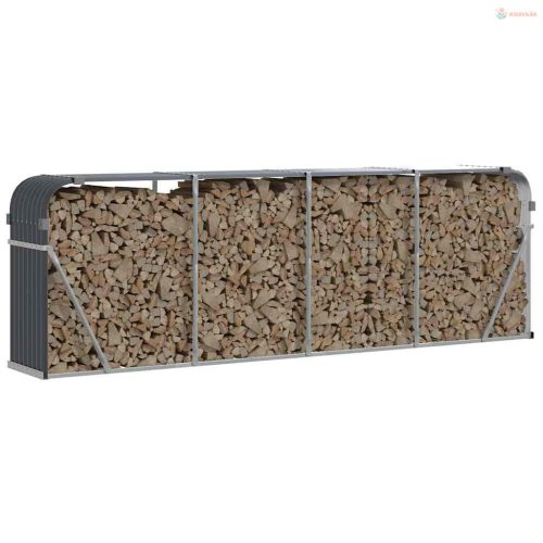 Antracitszürke horganyzott acél rönktartó 300 x 45 x 100 cm