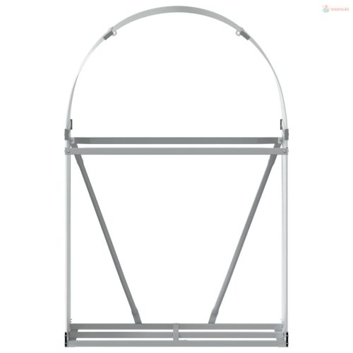 Ezüstszínű horganyzott acél rönktartó 80 x 45 x 120 cm