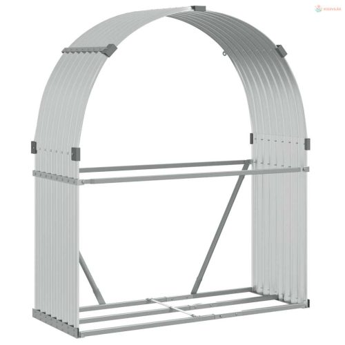 Ezüstszínű horganyzott acél rönktartó 120 x 45 x 140 cm