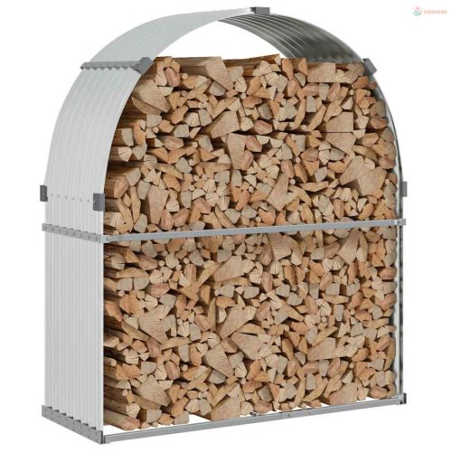 Ezüstszínű horganyzott acél rönktartó 120 x 45 x 140 cm