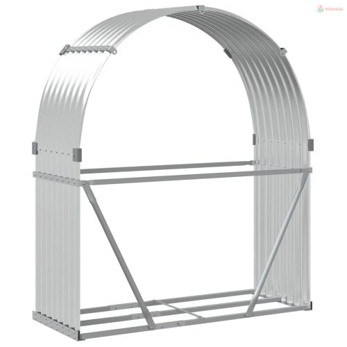 Ezüstszínű horganyzott acél rönktartó 120 x 45 x 140 cm