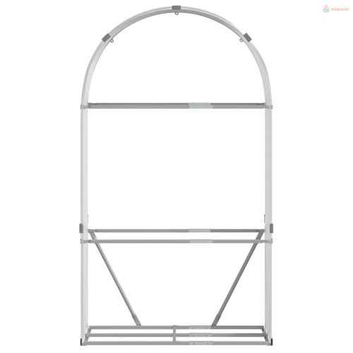 Ezüstszínű horganyzott acél rönktartó 120 x 45 x 210 cm