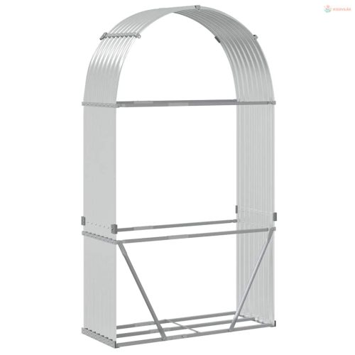 Ezüstszínű horganyzott acél rönktartó 120 x 45 x 210 cm