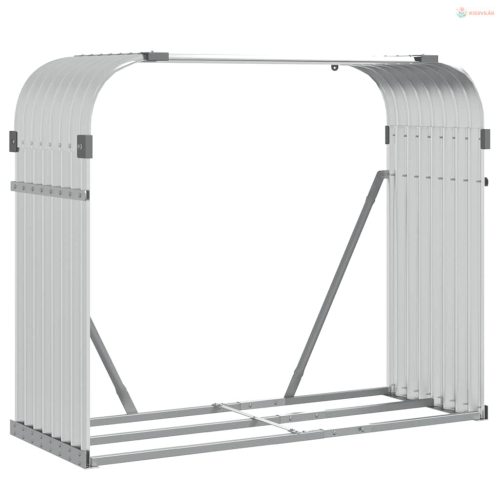 Ezüstszínű horganyzott acél rönktartó 120 x 45 x 100 cm