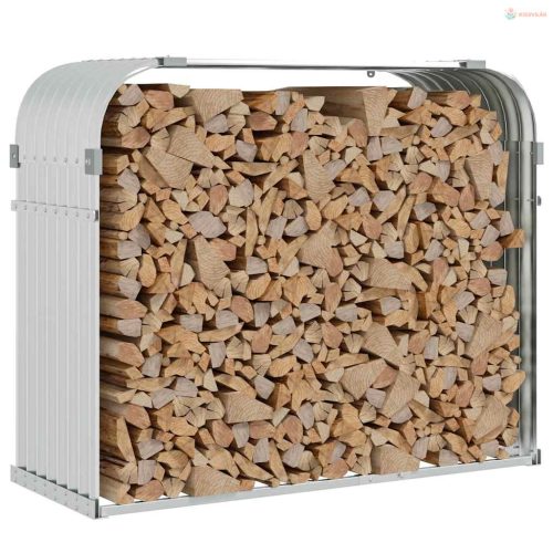 Ezüstszínű horganyzott acél rönktartó 120 x 45 x 100 cm