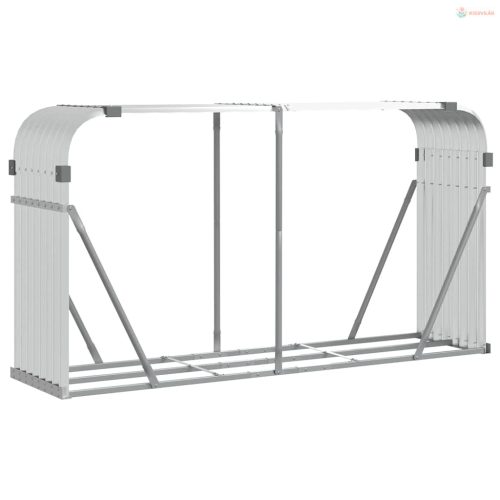 Ezüstszínű horganyzott acél rönktartó 180 x 45 x 100 cm