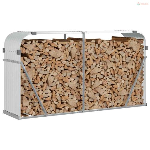 Ezüstszínű horganyzott acél rönktartó 180 x 45 x 100 cm