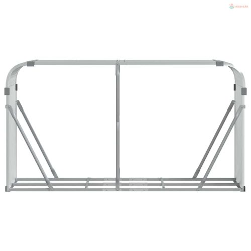 Ezüstszínű horganyzott acél rönktartó 180 x 45 x 100 cm