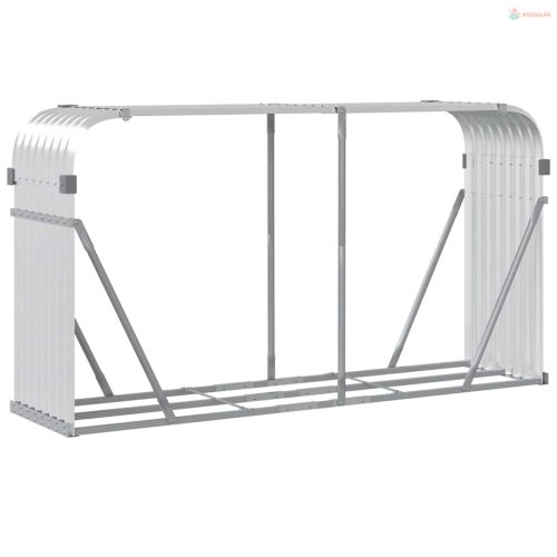 Ezüstszínű horganyzott acél rönktartó 180 x 45 x 100 cm