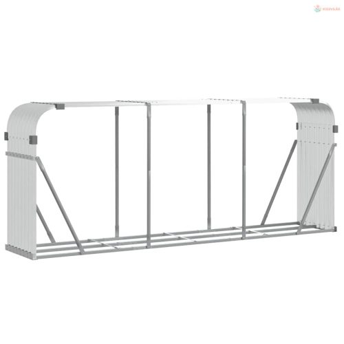 Ezüstszínű horganyzott acél rönktartó 234 x 45 x 100 cm