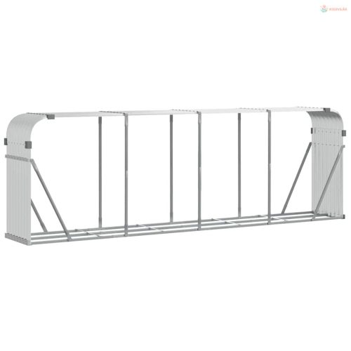 Ezüstszínű horganyzott acél rönktartó 300 x 45 x 100 cm