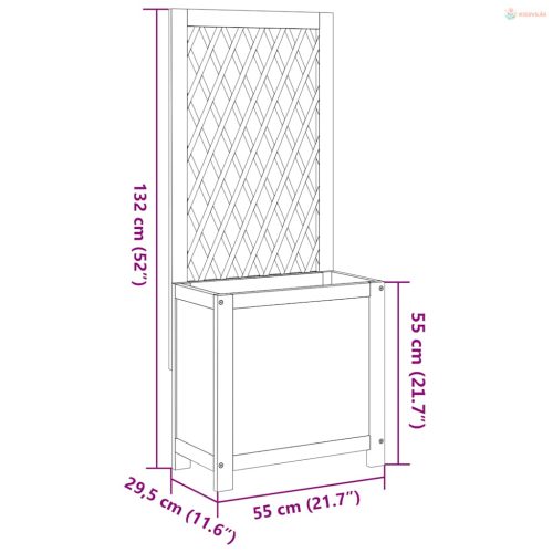 Tömör akácfa rácsos ültetőláda 55 x 29,5 x 132 cm