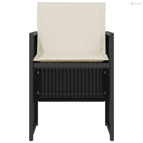 3 részes fekete polyrattan bisztrógarnitúra párnával