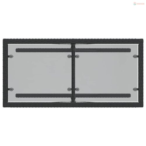 3 részes fekete polyrattan bisztrógarnitúra párnával