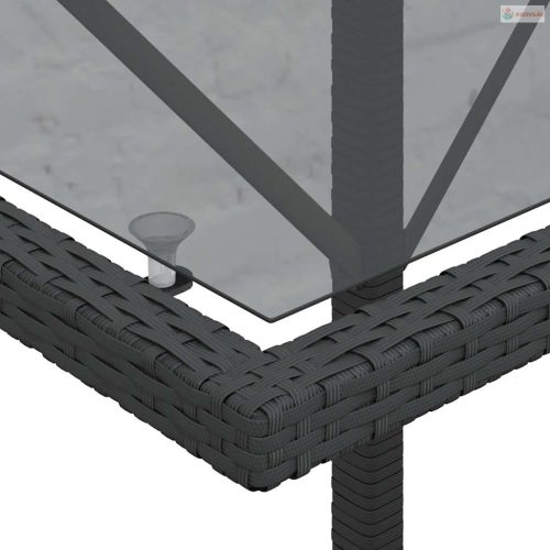 3 részes fekete polyrattan bisztrógarnitúra párnával