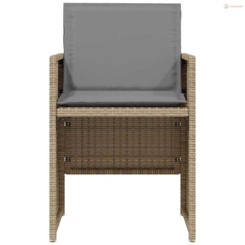 3 részes vegyes bézs polyrattan bisztrógarnitúra párnákkal