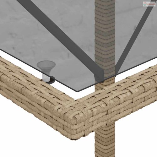 3 részes vegyes bézs polyrattan bisztrógarnitúra párnákkal