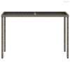 Szürke polyrattan üveglapos kerti asztal 115x54x74 cm